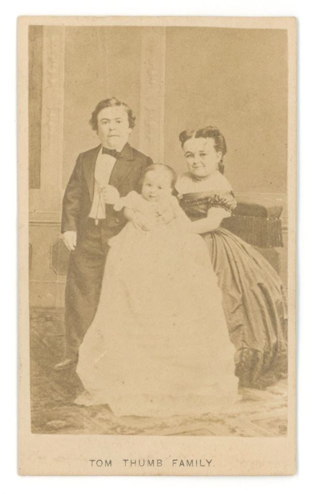 General Tom Thumb Family & Admiral Dot – P.T. Barnum Performers – Pair of CDVs - 3