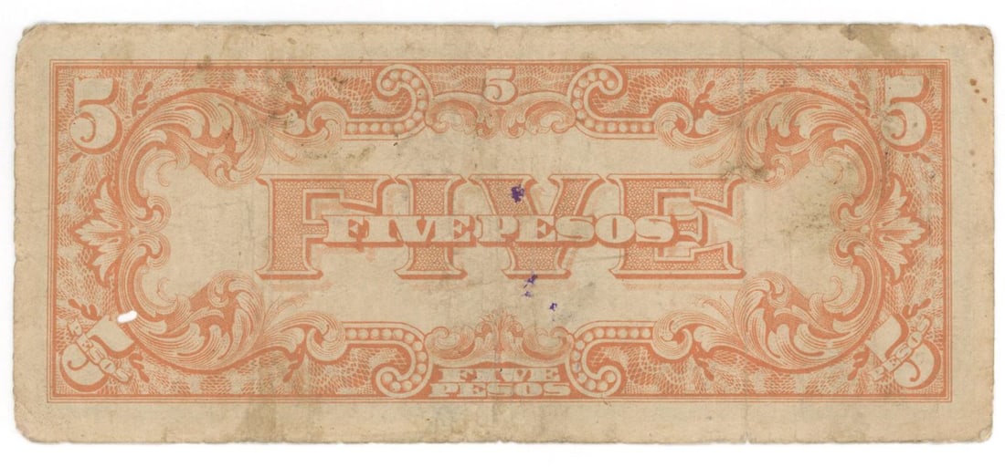 Frederick L. Ashworth - Bockscar Weaponeer - Autographed Japanese Occupation 5 Pesos Note - 2