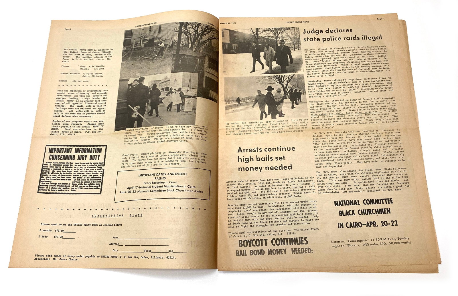 United Front News - Cairo, Illinois - Civil Rights - Black Liberation Newspaper - March 27, 1971 - 2