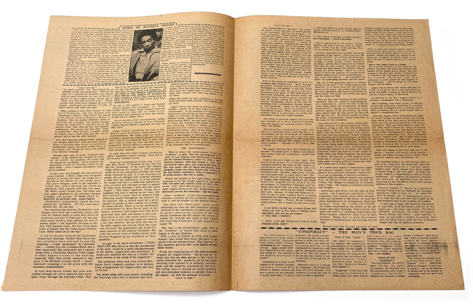Angela Davis - “America on Trial” - Political Broadside - Free Angela Davis Campaign - 2