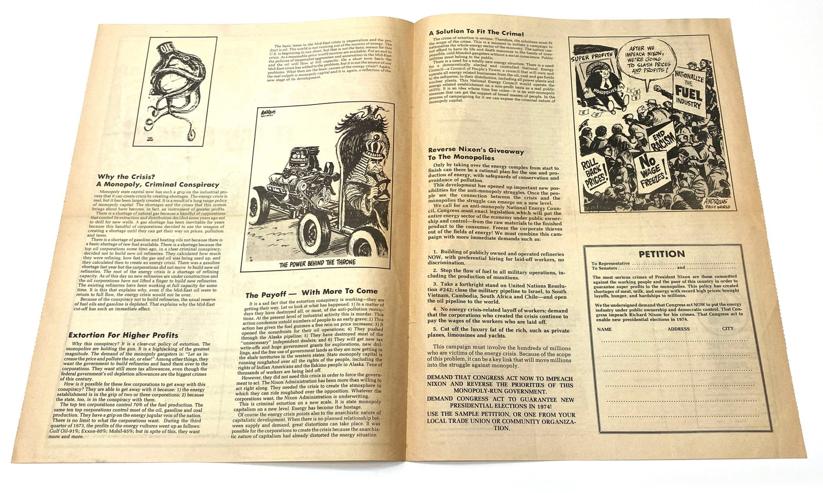 Communist Party USA - 1974 Gas Crisis - Anti-Nixon Political Pamphlet - 2