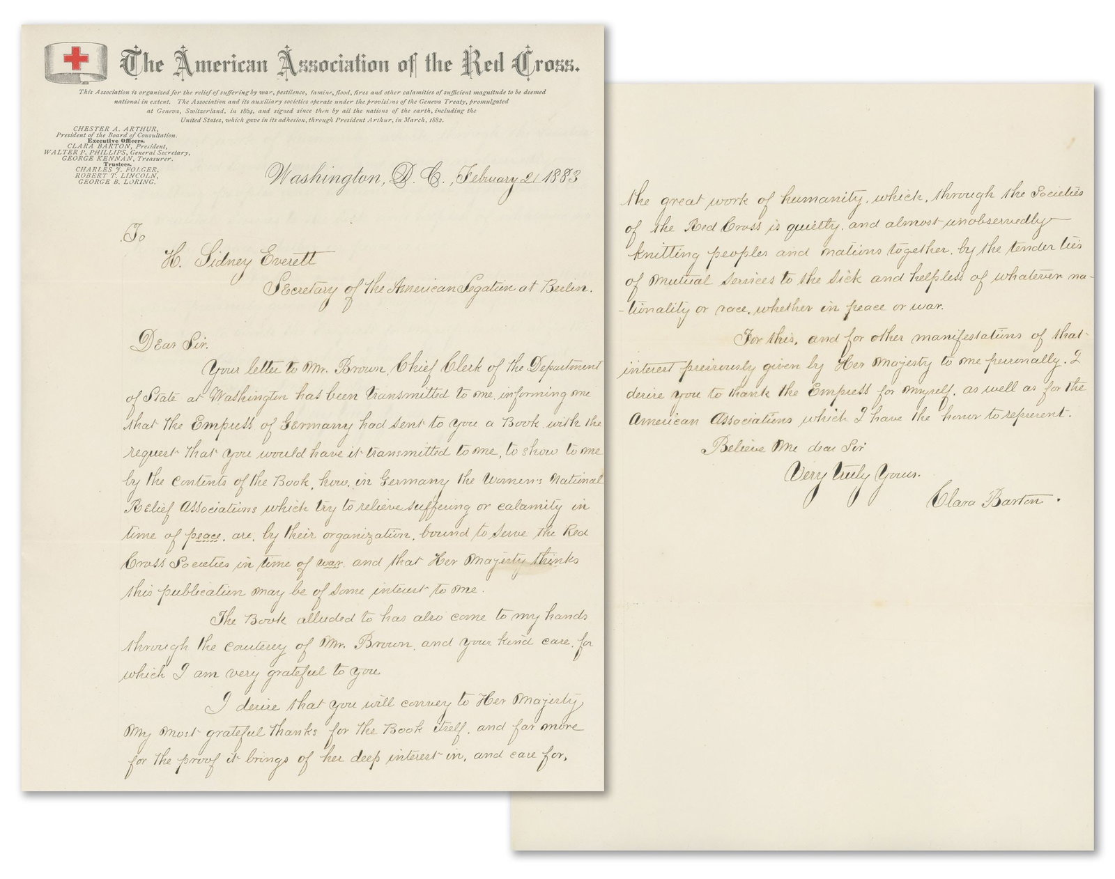 Clara Barton - American Red Cross Founder - Autograph Archive - Two ALSs + Additional Material - 2