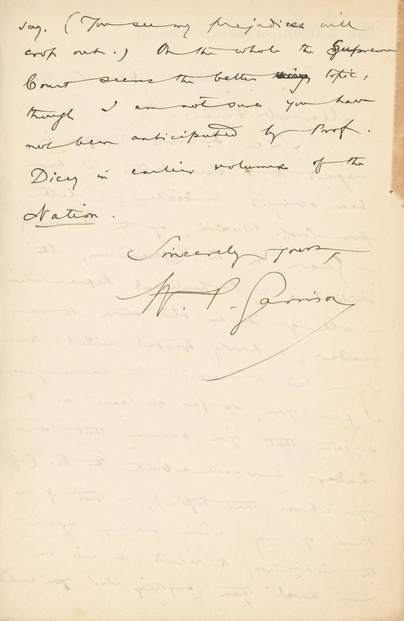 Wendell Phillips Garrison - Editor of The Nation & William Lloyd Garrison Son - Autographed Letter - 3