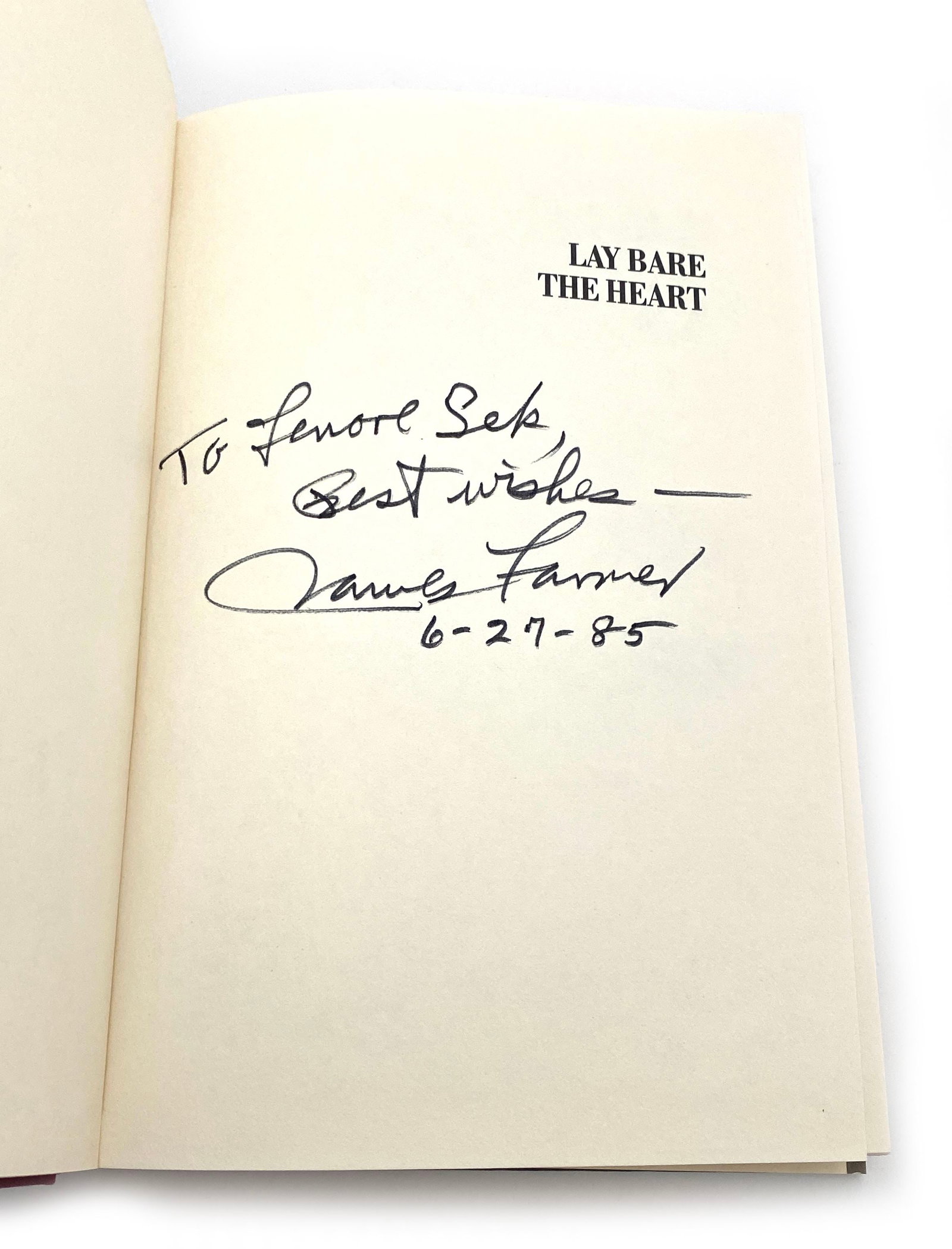 James Farmer - Civil Rights Leader - Autographed First Edition Book - Lay Bare the Heart - 2
