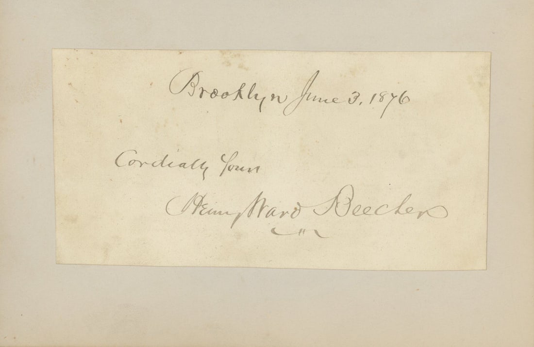 Henry Ward Beecher – Abolitionist & Clergyman – Autographed Slip & Wife Eunice Bullard B - 2