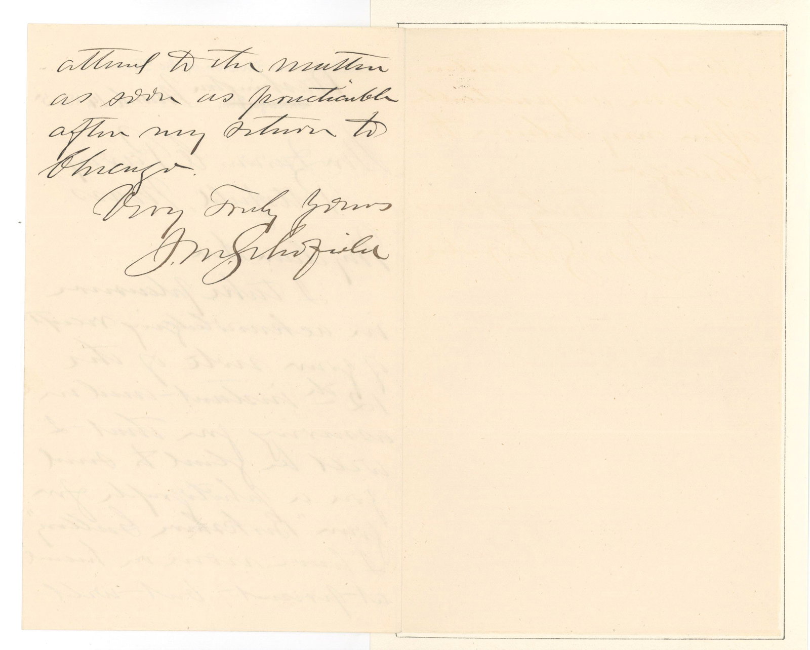 John M. Schofield - Civil War General and Secretary of War - Autographed Letter (ALS) - 1885 - 2