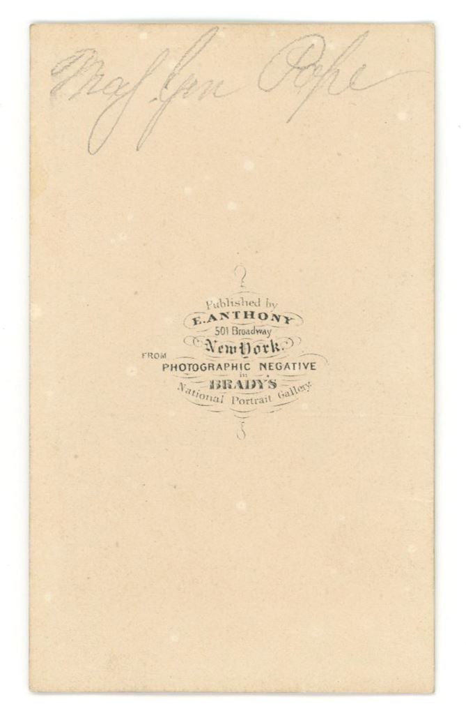 John Pope - Union Major General - Civil War Era Carte de Visite - 2