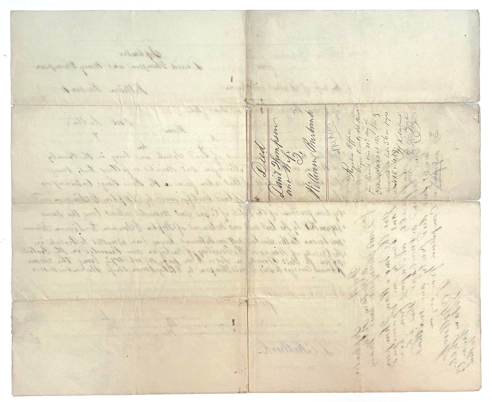 1854 Quit Claim Document from David and Mary Thompson of Detroit, Michigan - 2