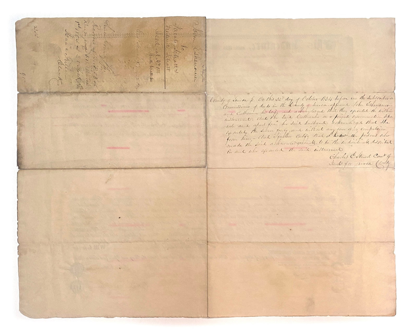 1834 Indenture Document for a Property on Fayette, Seneca County, NY - 2