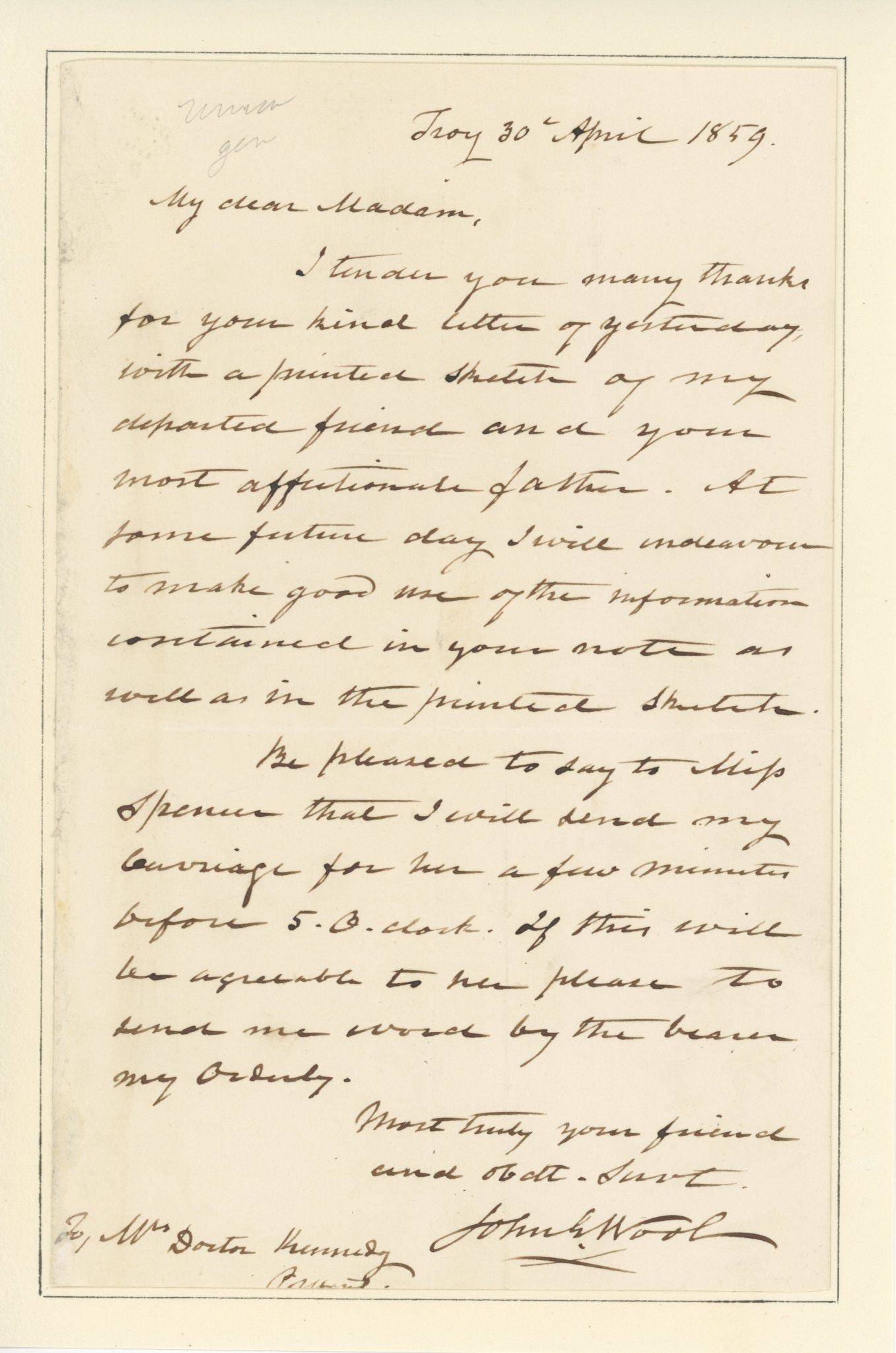 John E. Wool - Mexican-American War, War of 1812 & Civil War - Autographed Letter (ALS) - 1884 (1 of 1)
