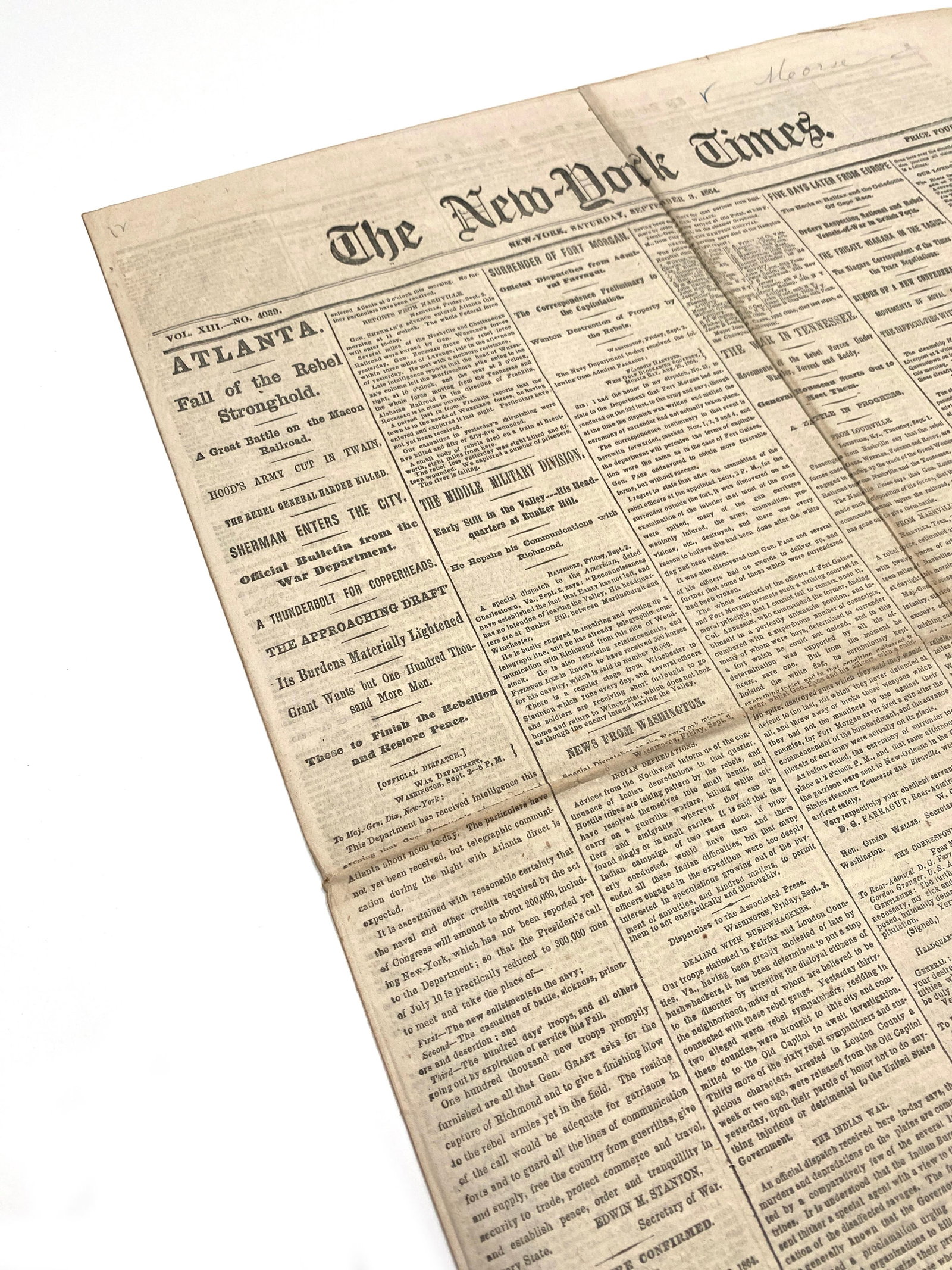 William T. Sherman - “Fall of the Rebel Stronghold” - The New York Times - September 3,  - 2