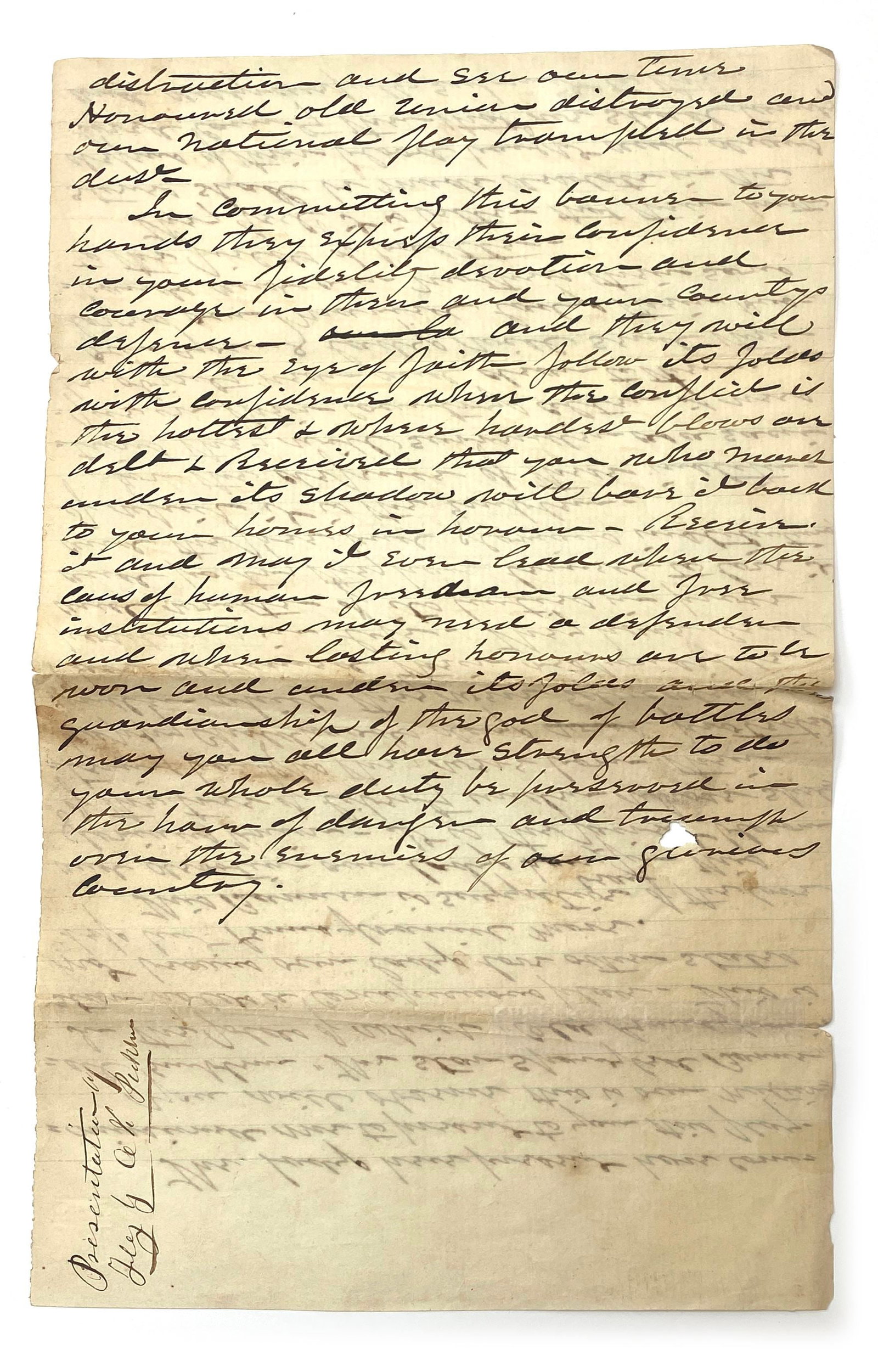 Civil War – Star-Spangled Banner Presentation Speech Manuscript – Patriotic Address - 2