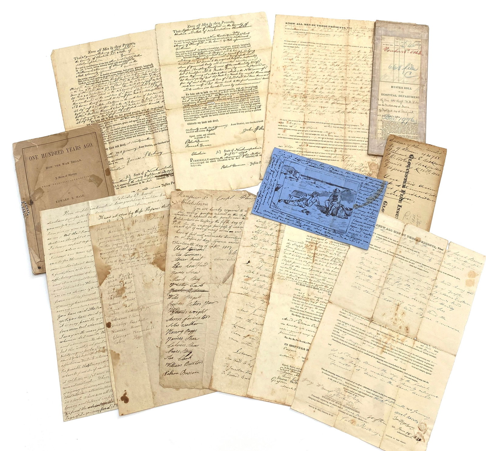 Early 19th Century Through Civil War Manuscript and Ephemera Discovery Lot - Approximately 45 pp. - 2