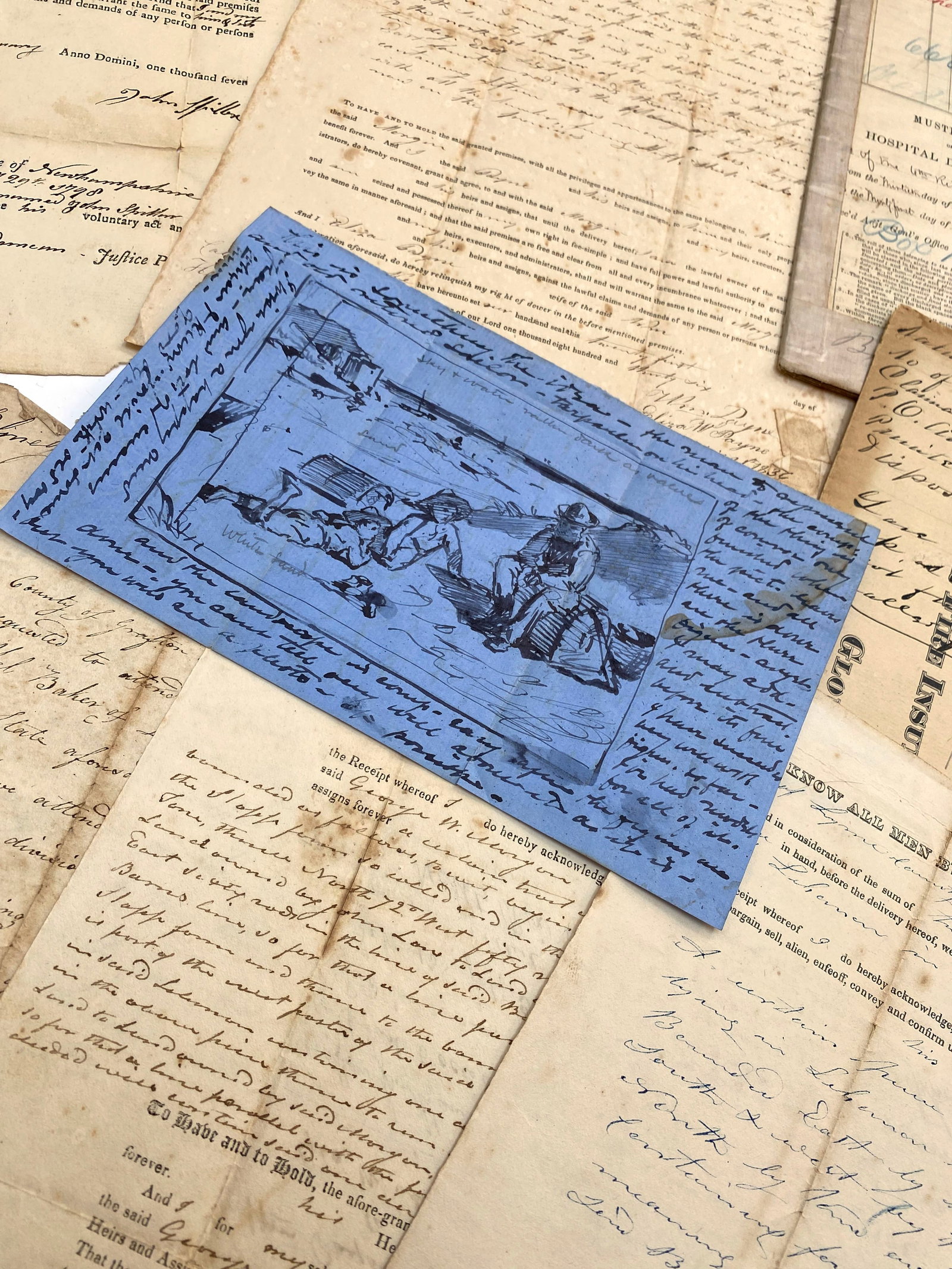 Early 19th Century Through Civil War Manuscript and Ephemera Discovery Lot - Approximately 45 pp. - 3