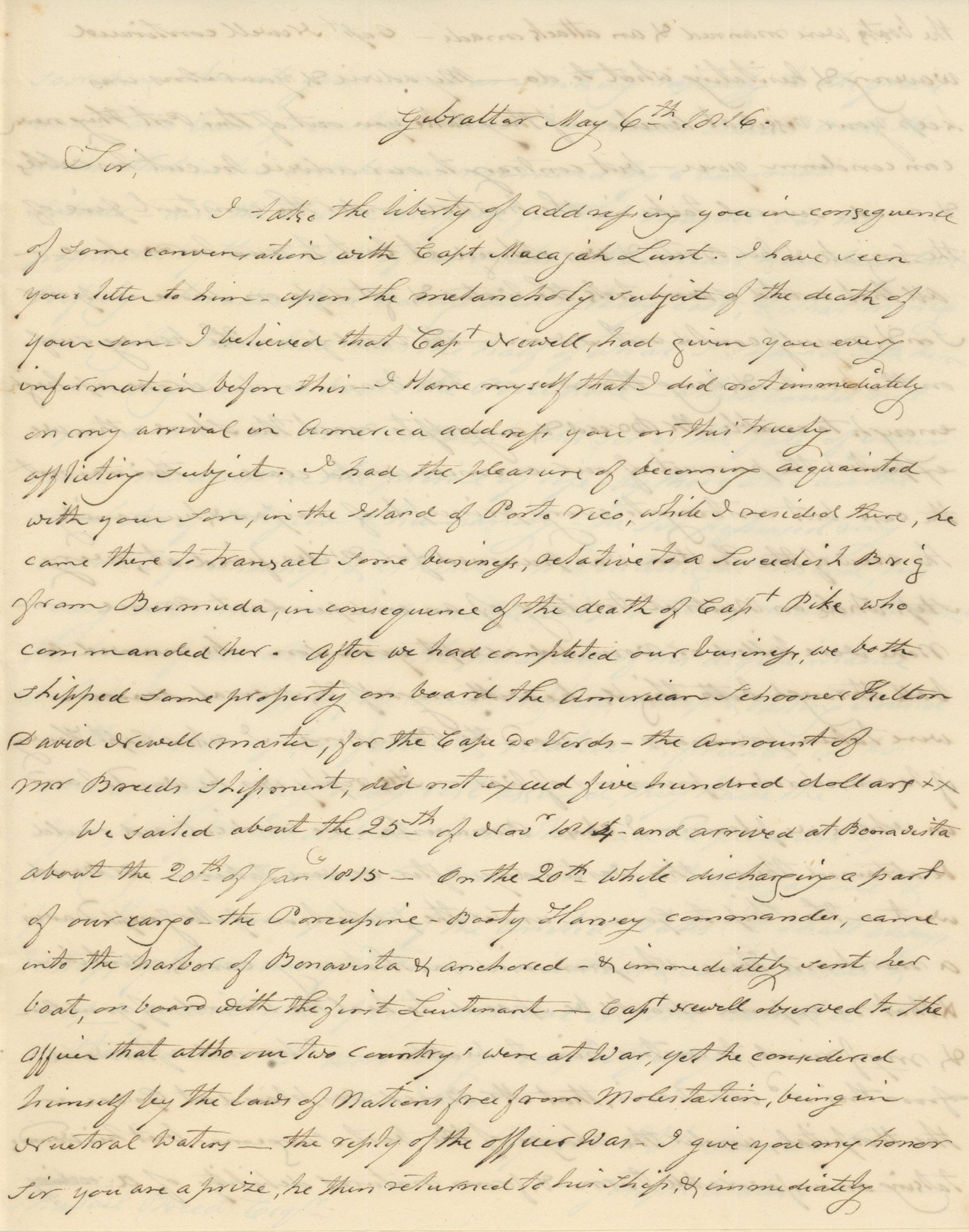 Jeremiah Jaquith - Schooner Kelton - Autograph Letters (2) - Letter of Marque Incident - War of 1812 - 6