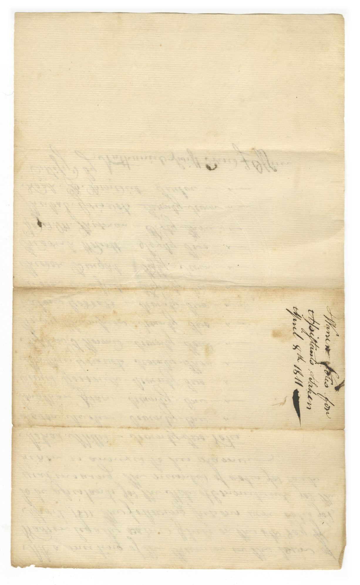 Connecticut Election Manuscript - Vote for State Assistants - Warren, CT - April 8, 1811 - 2