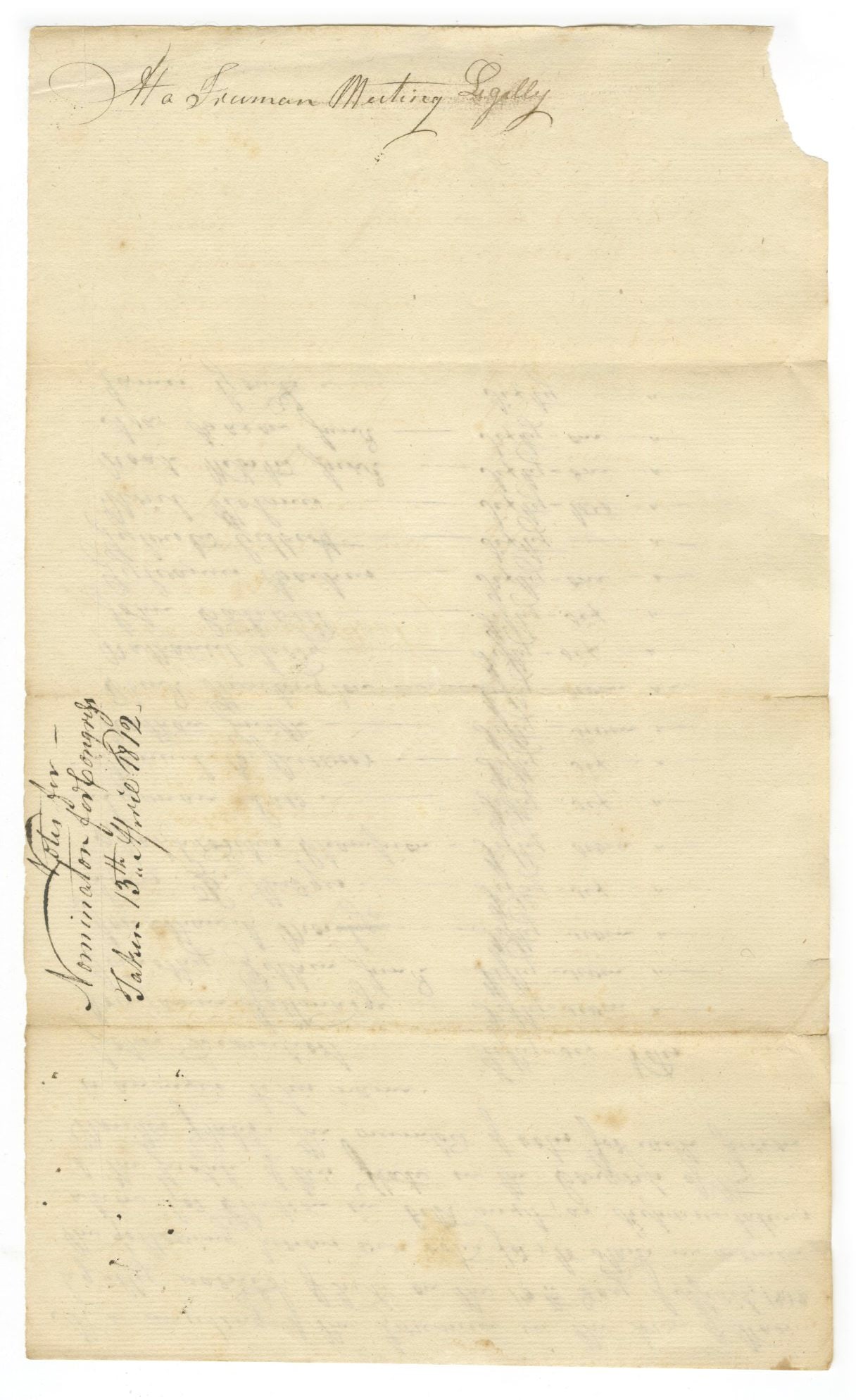 War of 1812 - Connecticut Federalist Caucus Vote Record Inc. Benjamin Tallmadge - April 17, 1812 - 2