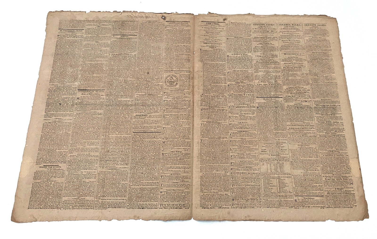 Columbian Centinel - Boston, Massachusetts Just Before War of 1812 - November 16, 1811 - 2