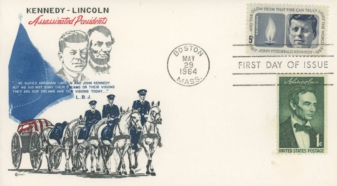 Assassinated Presidents - John F. Kennedy & Abraham Lincoln - First Day and Commemorative Covers (4) - 2