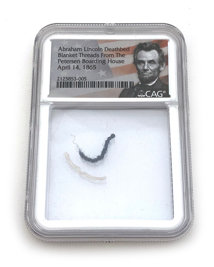 Abraham Lincoln Death Bed Artifact - Peterson Boarding House Blanket Threads - CAG Encapsulated - 2
