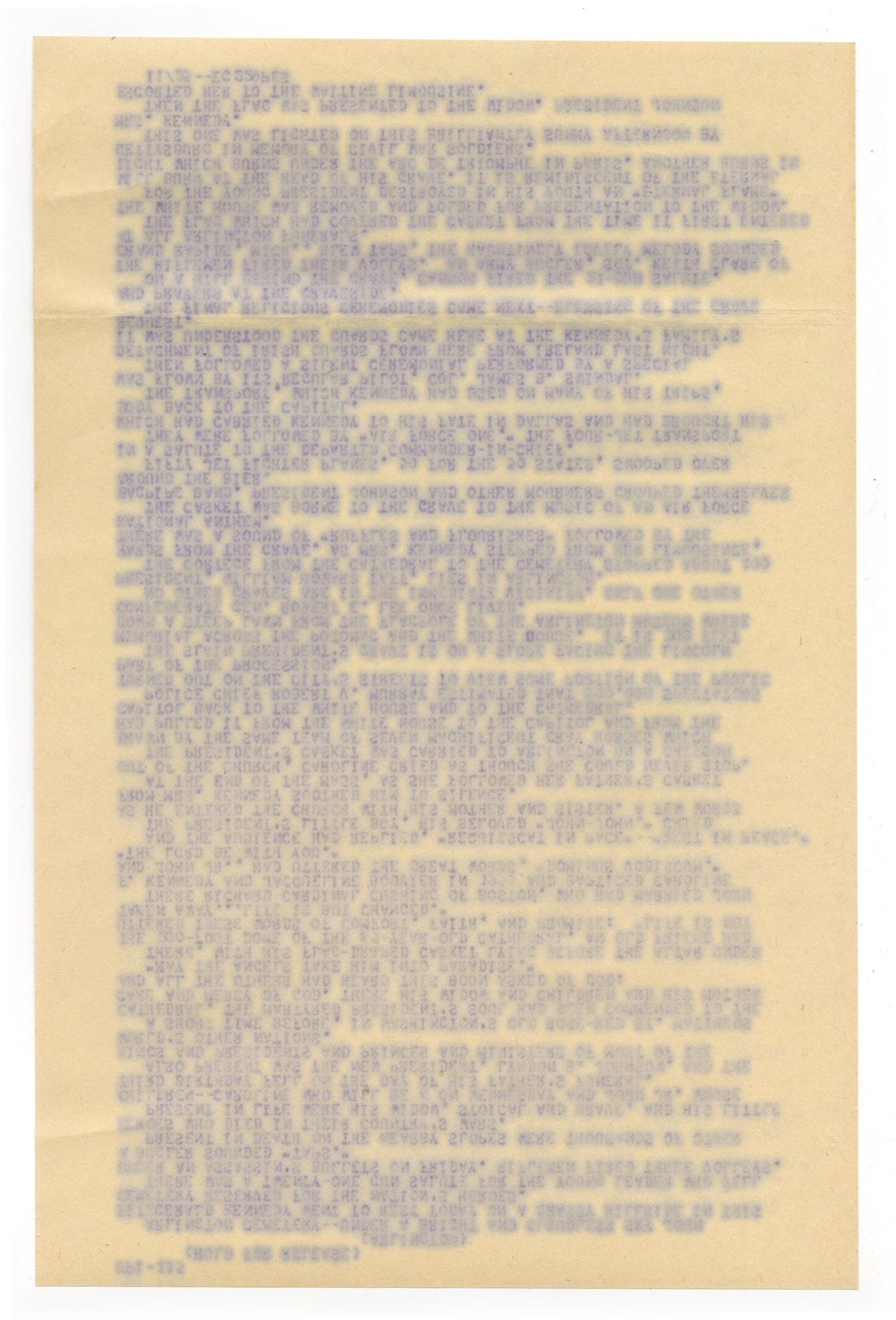John F. Kennedy Assassination – Funeral Teletype Bulletin – November 25, 1963 - 2