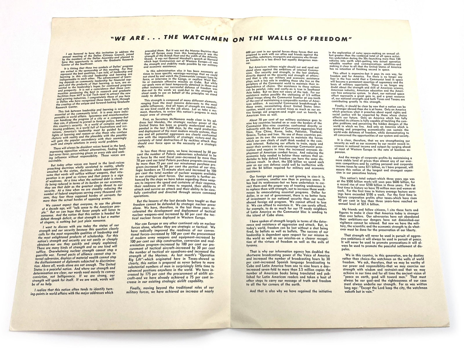 John F. Kennedy - Texas Welcome Dinner Program & Unused Trade Mart Speech Texts - November 22, 1963 - 3