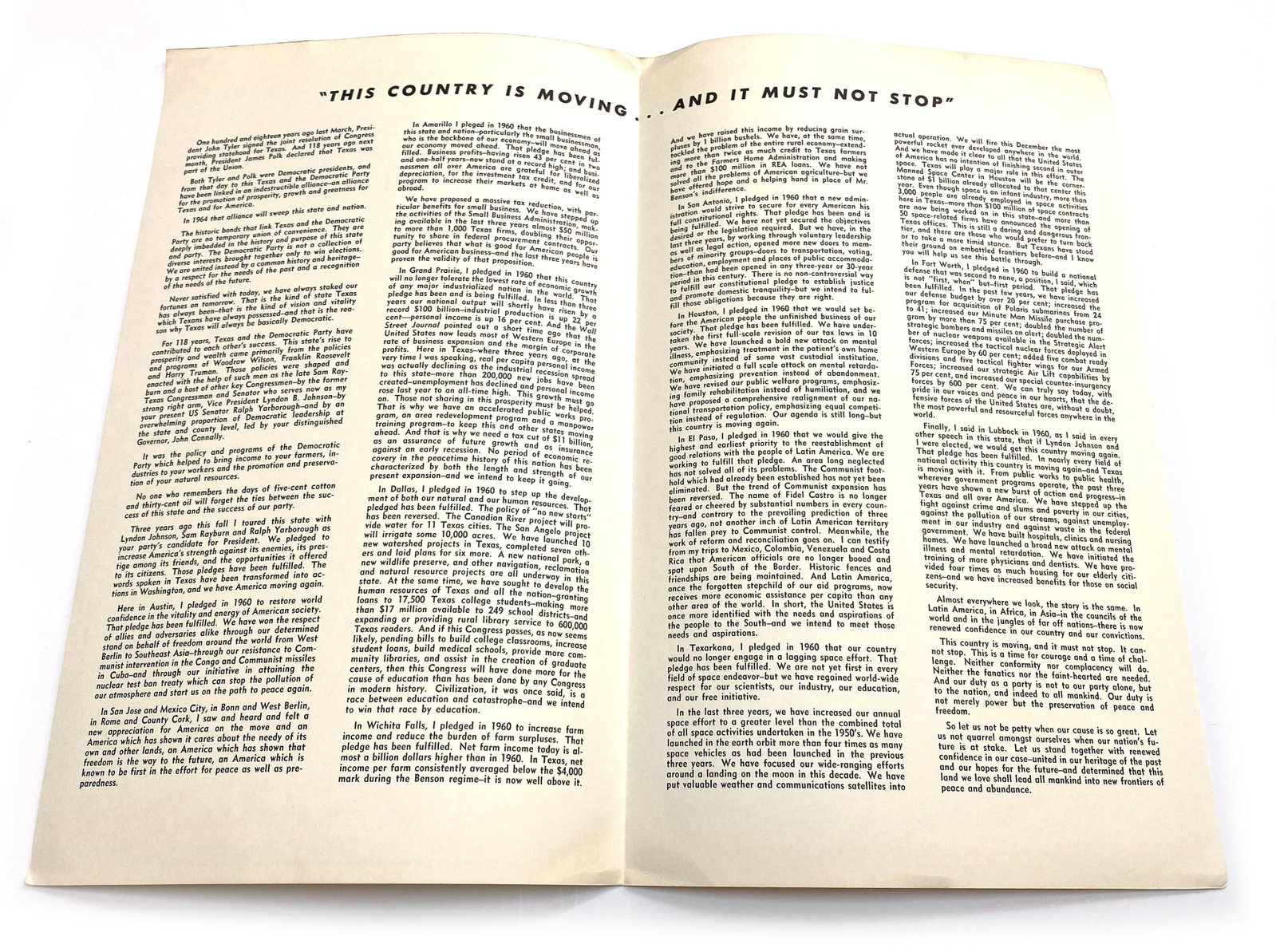 John F. Kennedy - Texas Welcome Dinner Program & Unused Trade Mart Speech Texts - November 22, 1963 - 4