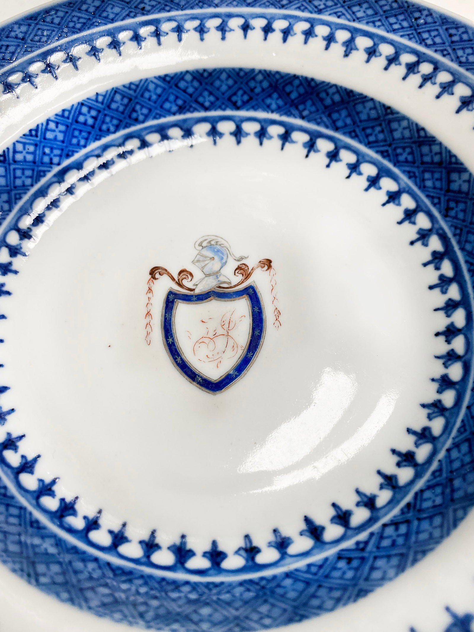 Thomas Jefferson - White House Service China Dessert Bowl - Hand-Painted Shield & Script Initial  - 2