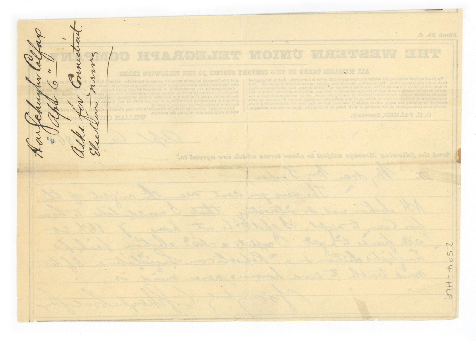 Schuyler Colfax - 17th Vice President of the United States - Autographed Telegram Letter (ALS) - 2