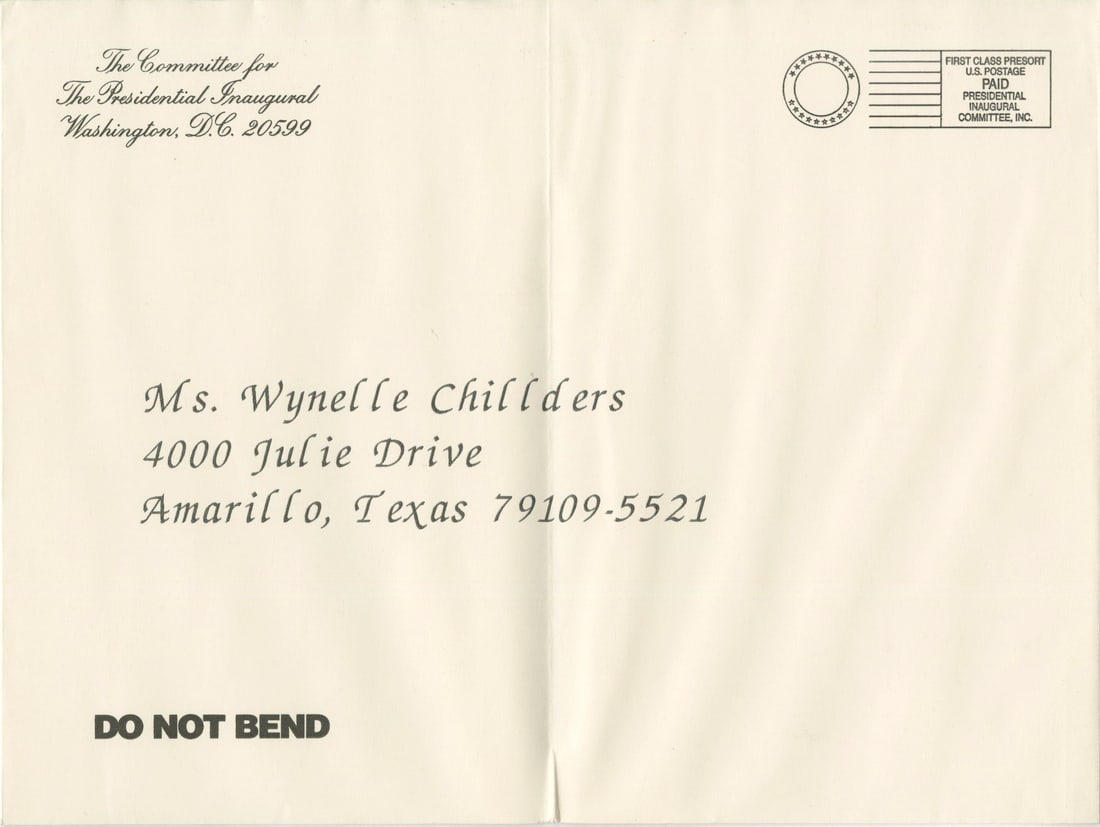 George W. Bush - 2001 Presidential Inauguration - Invitation & Original Mailing Envelope - 3