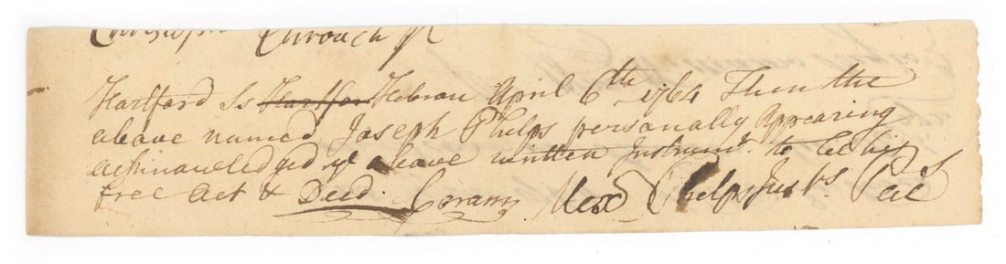 William Williams - Signer of the Declaration of Independence - Autographed Document Cut from 1764 - 2
