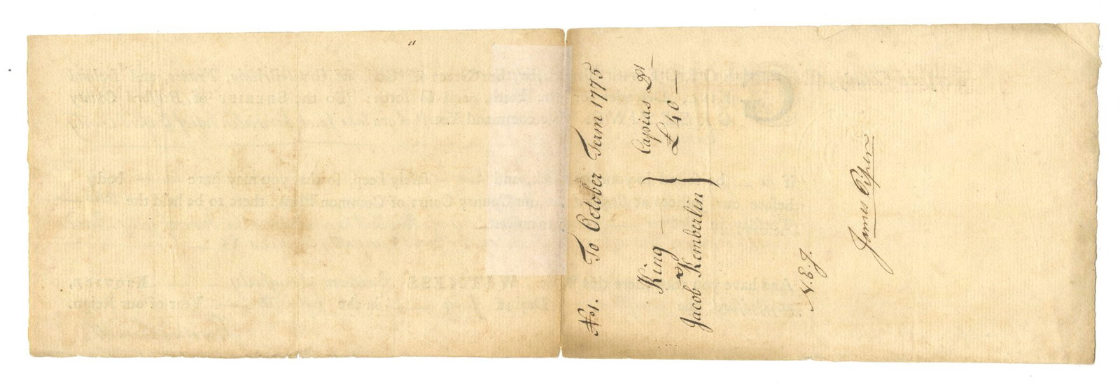 Thomas Smith - Founding Father & Continental Congress Delegate - Signed 1764 Colonial Court Writ - 2