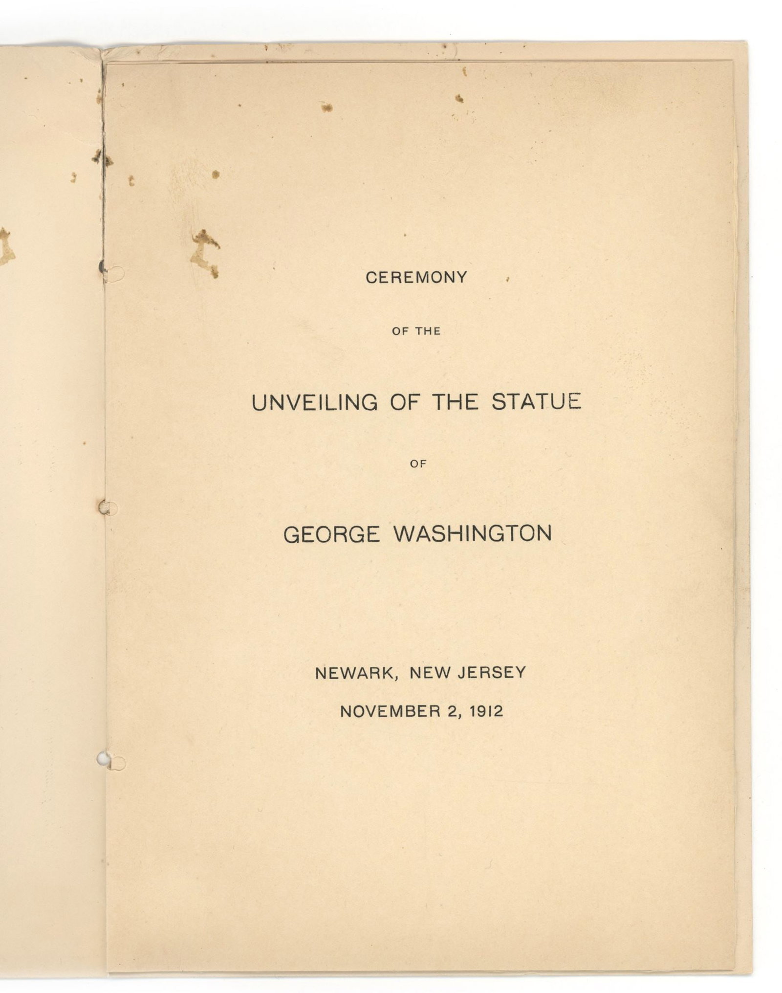 George Washington: Program for the Dedication of Newark Equestrian Statue (1912) - J. Massey Rhind - 3