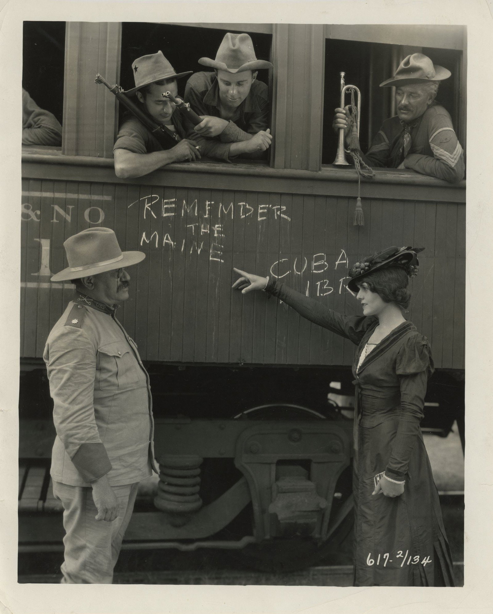 Theodore Roosevelt Portrayed by Frank Hopper – 8 x 10 Film Still – Spanish-American War : Details: Theodore Roosevelt portrayed by Frank Hopper original 8 x 10” vintage film still depicting a staged Spanish-American War-era scene, with Hopper in character as Roosevelt standing