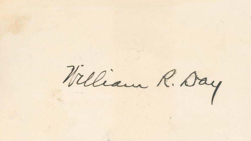 William R. Day - U.S. Supreme Court Justice - Autographed 3.5 x 2" Card: Details: William R. Day autographed 3.5 x 2" card. Day served as an Associate Justice of the U.S. Supreme Court from 1903 to 1922 following his appointment by President Theodore Roosevelt. Fine