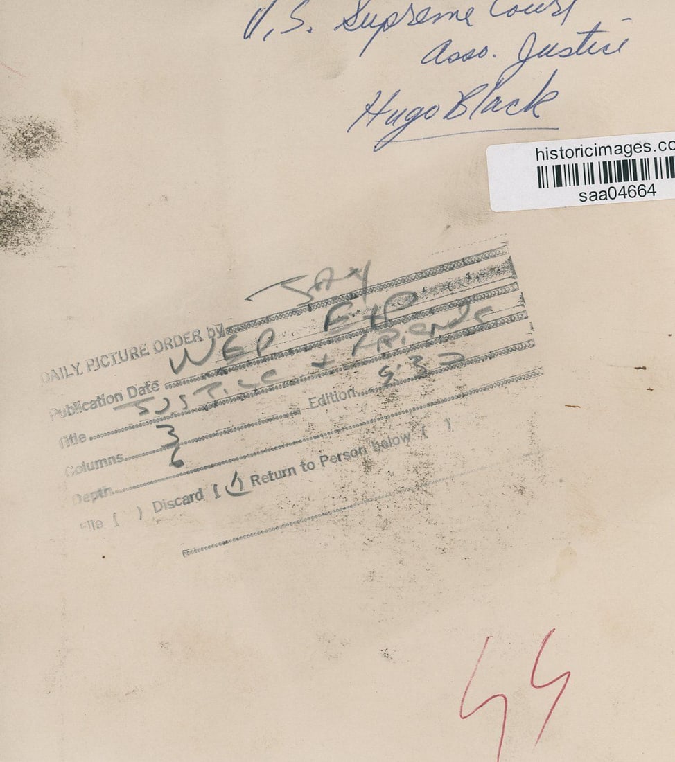 Hugo L. Black - U.S. Supreme Court Justice - Autographed First Day Cover with Two Press Photos - 4