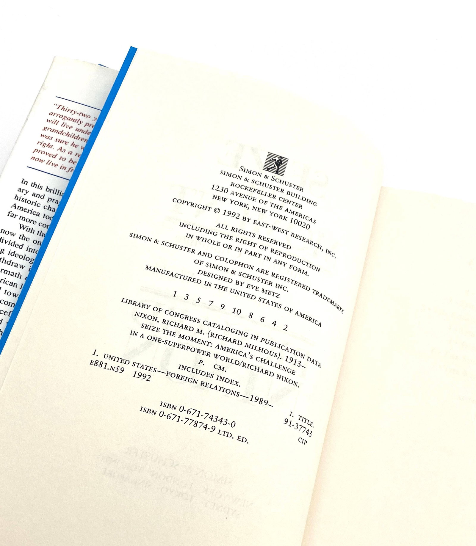 Richard Nixon - Seize the Moment Autographed Hardcover Book - First Edition - 3
