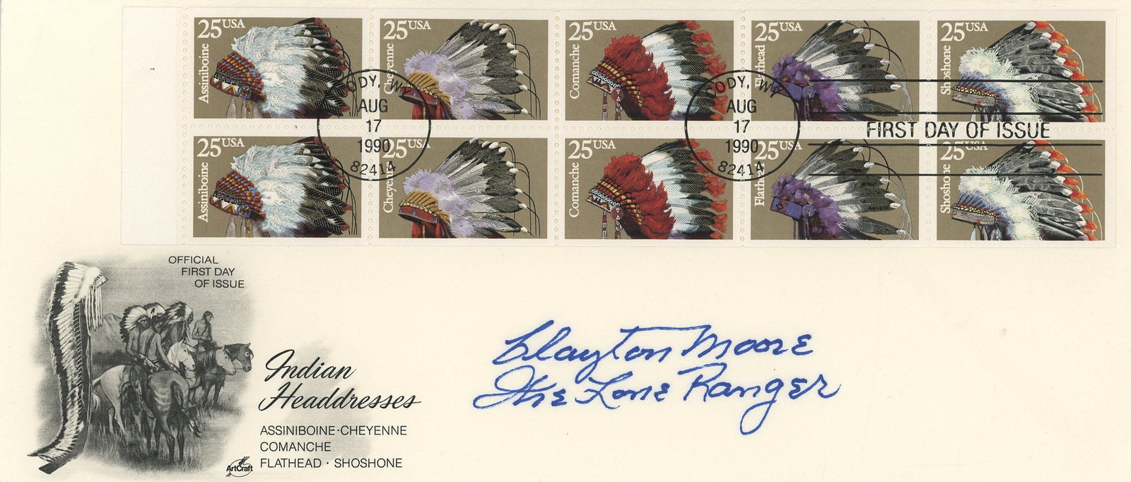 Clayton Moore - The Lone Ranger - Autographed First Day Cover with 8 x 10 Photograph - 2