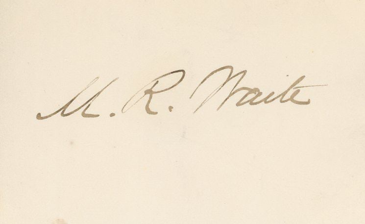 Morrison R. Waite - Chief Justice - Autographed 3.25 x 2" Card with Engraved Portrait - 2