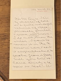 Silas Weir Mitchell SIGNED Handwritten Letter 1892