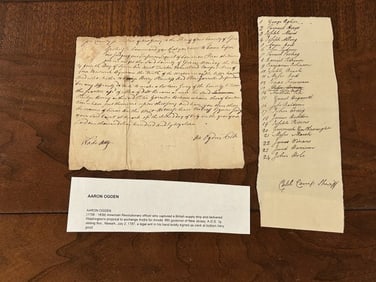 Aaron Ogden Legal Writ In His Hand SIGNED by Ogden at the Bottom