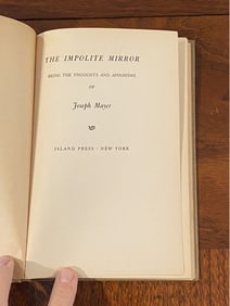The Impolite Mirror By Joseph Mayer SIGNED & Inscribed First Edition