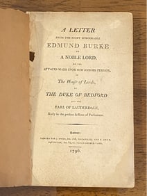 A Letter From The Right Honourable EDMUND BURKE To A Noble Lord 1796