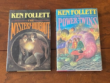 The Mystery Hideout & The Power Twins by Ken Follett SIGNED First American Editions
