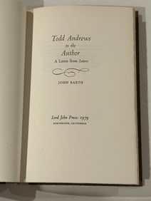 Todd Andrews To The Author A Letter From Letters by John Barth SIGNED