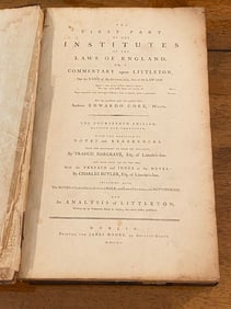 The First Part Of The Institutes Of The Laws Of England By Edwardo Coke 1791