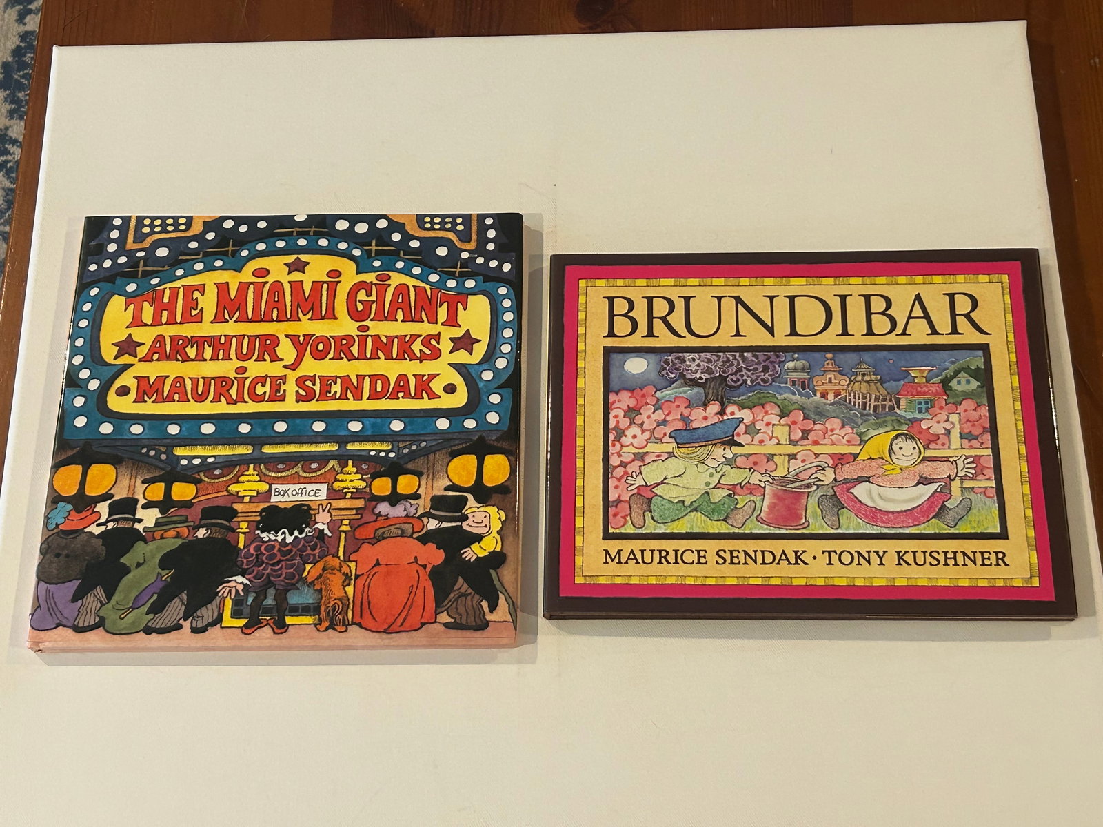 Maurice Sendak First Editions: Brundibar & The Miami Giant: Maurice Sendak First Editions: Brundibar by Maurice Sendak & Tony Kushner & The Miami Giant by Arthur Yorkins & Maurice Sendak published by Hyperion & Harper Collins, New York, 2003, 1995. Dimensions: