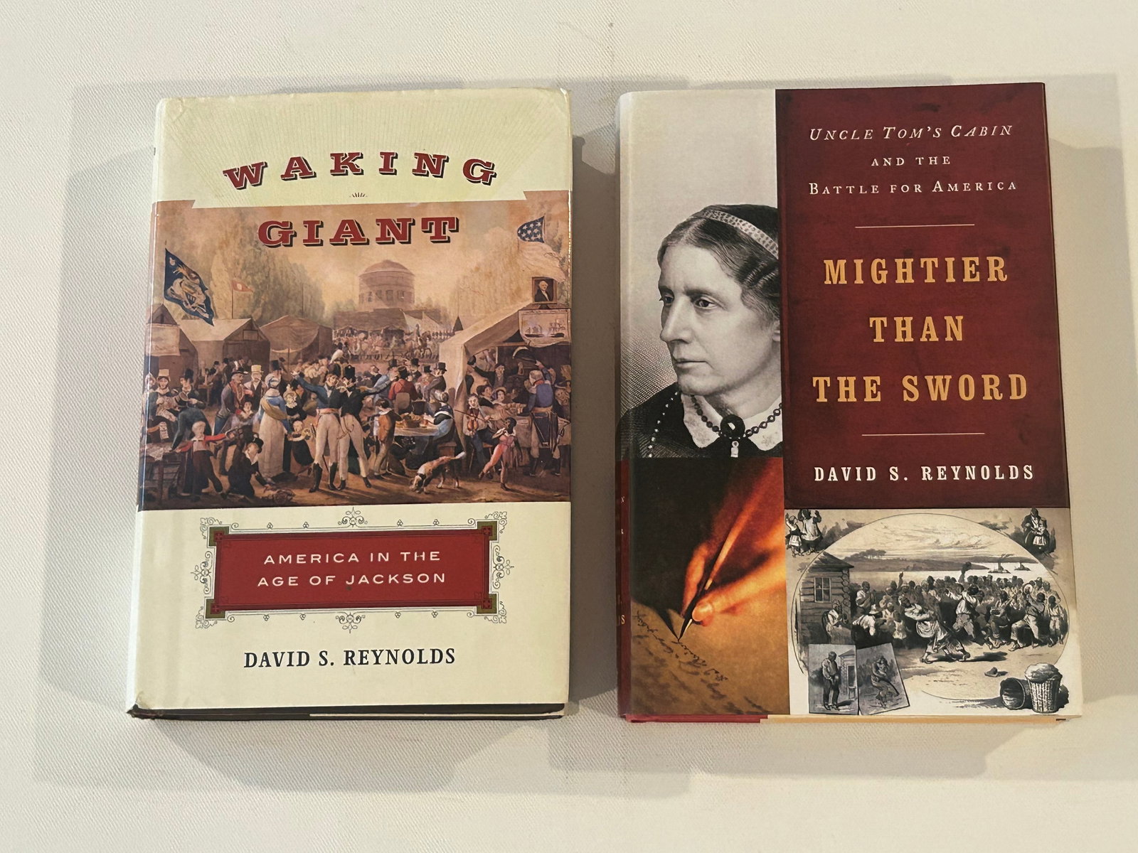 David S. Reynolds SIGNED & Inscribed First Editions: America In The Age Of Jackson & Mightier Than The Sword SIGNED & Inscribed First Editions published Harper & W. W. Norton & Co., New York, 2008, 2011. Dimensions: 11" x 9" x 4"