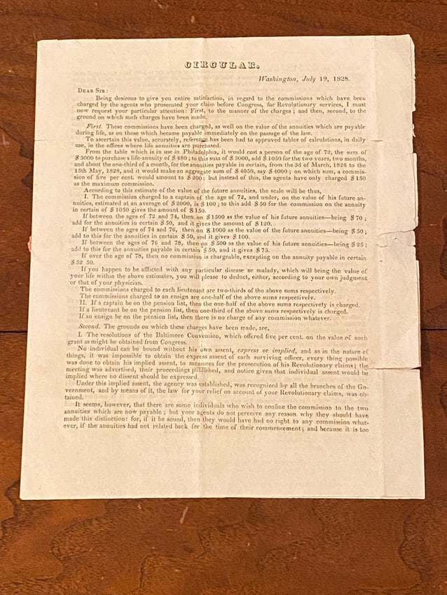 Aaron Ogden Printed And Manuscript Circular Letter SIGNED July 19, 1828 (1 of 7)