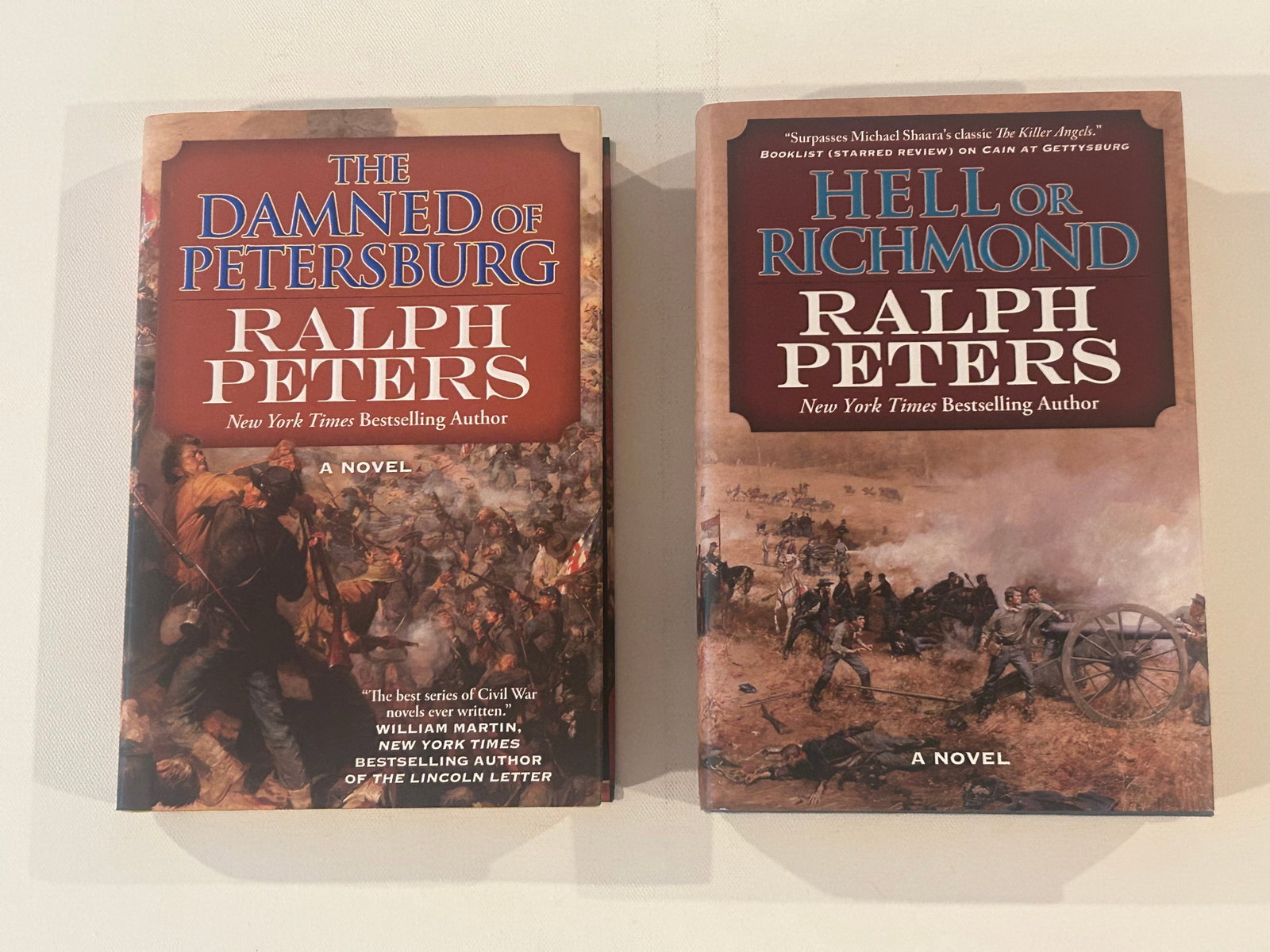 The Damned Of Petersburg & Hell Or Richmond by Ralph Peters SIGNED & Inscribed 1st/1st: The Damned Of Petersburg & Hell Or Richmond by Ralph Peters SIGNED & Inscribed First editions Published by Forge, New York, May 2016, 2013. Dimensions: 11" x 9" x 6"